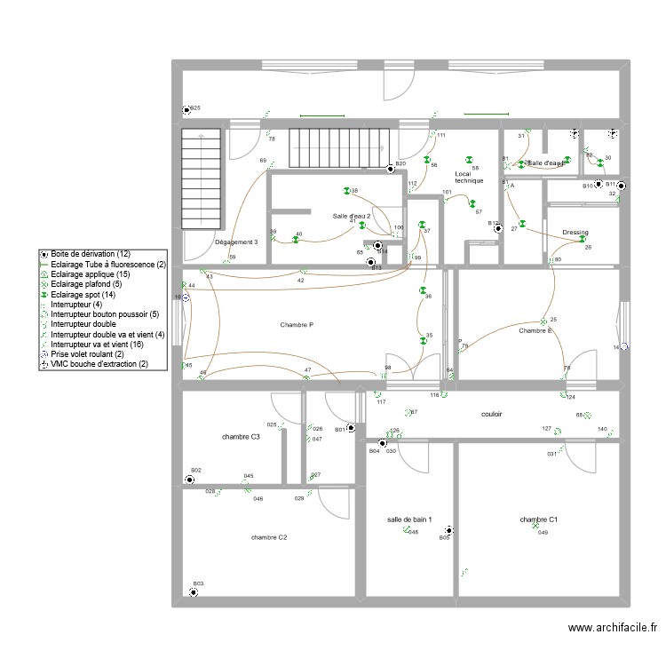 fleurentdidier éclairage 1er etage 1. Plan de 20 pièces et 128 m2