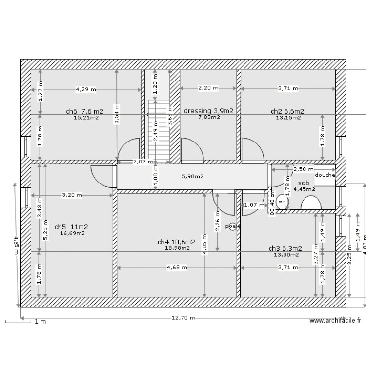 étage du 97m2 (50,5m2). Plan de 0 pièce et 0 m2