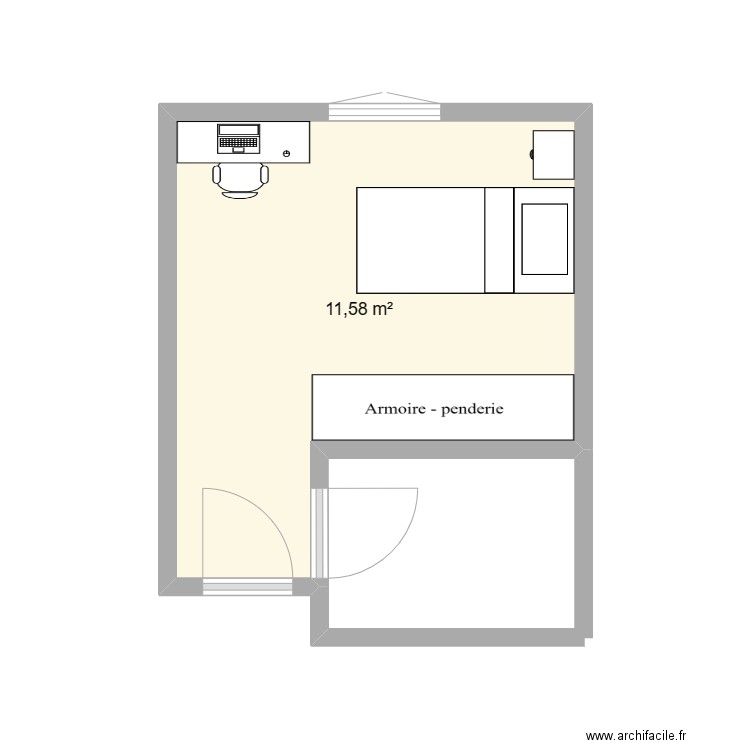 BEDROOM 2. Plan de 1 pièce et 12 m2