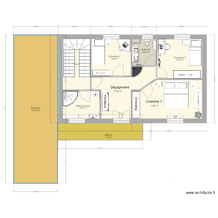 maison VIOLETA projet V3. Plan de 15 pièces et 159 m2