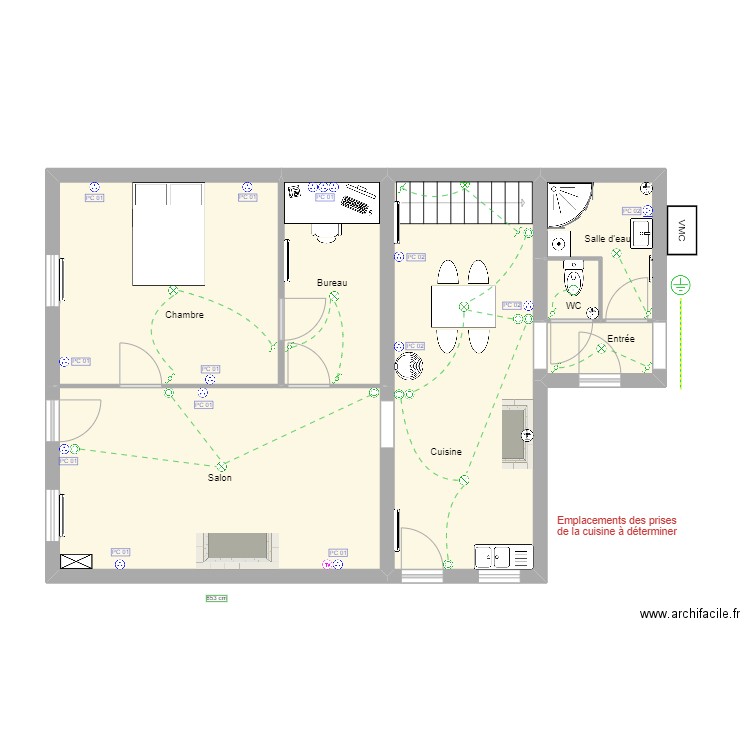 Bertrand Cuesta v2. Plan de 7 pièces et 72 m2