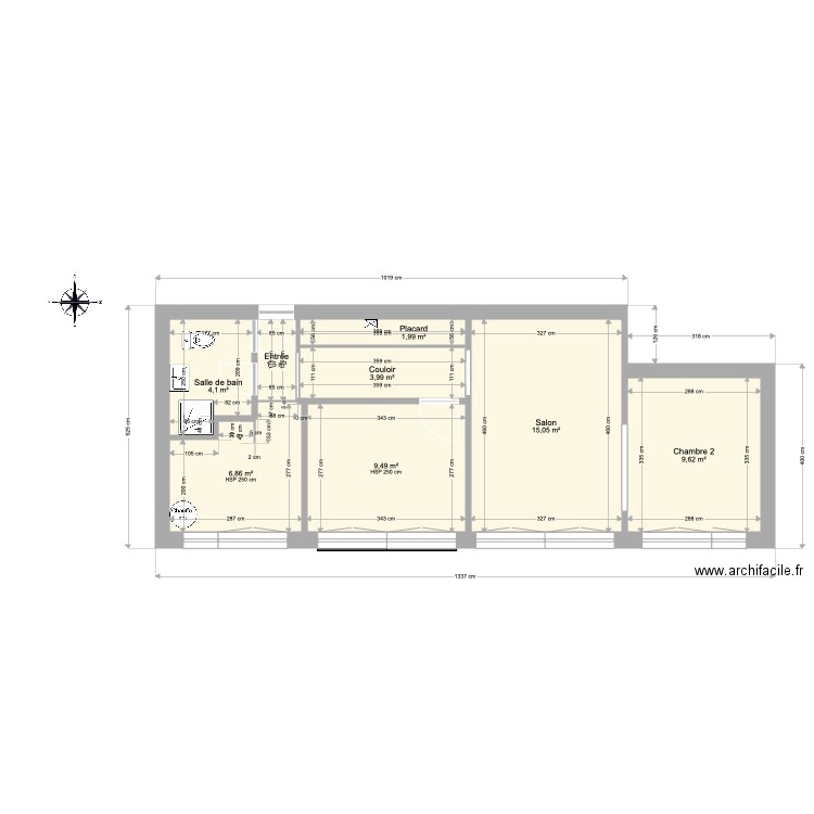 Appart Thiais fenetre. Plan de 8 pièces et 53 m2