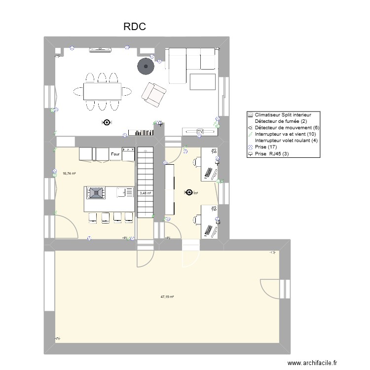 rdc joudreville ok. Plan de 4 pièces et 79 m2