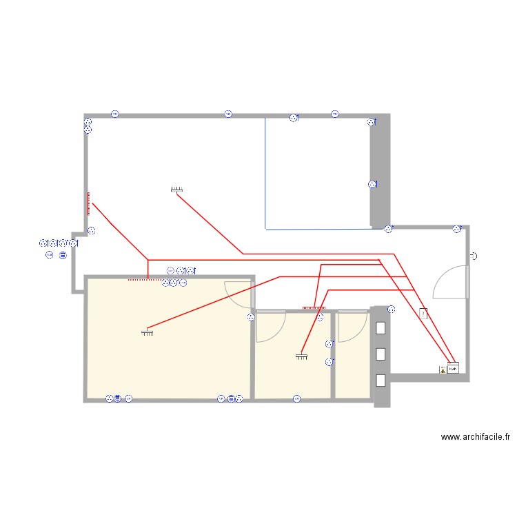 Plan electricite PC 2. Plan de 3 pièces et 19 m2