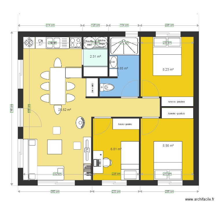 66m2 variante. Plan de 0 pièce et 0 m2