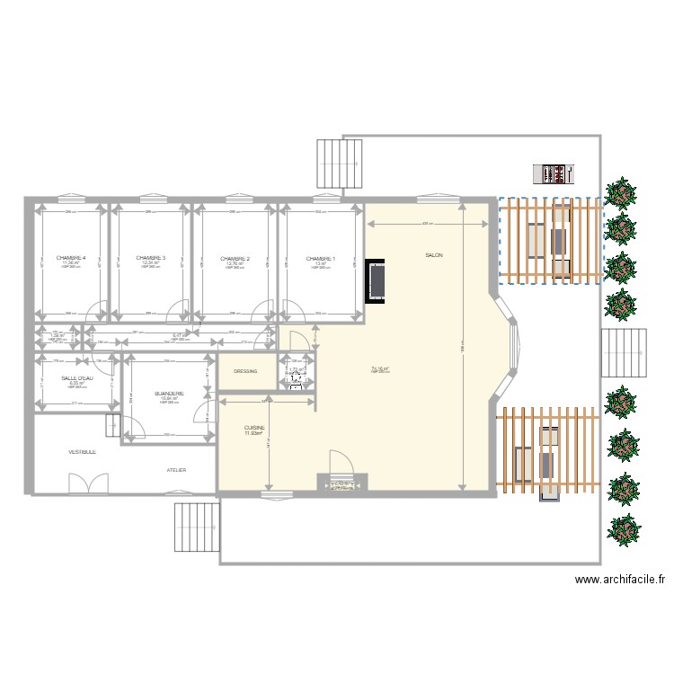 FIGARETTO . Plan de 11 pièces et 154 m2