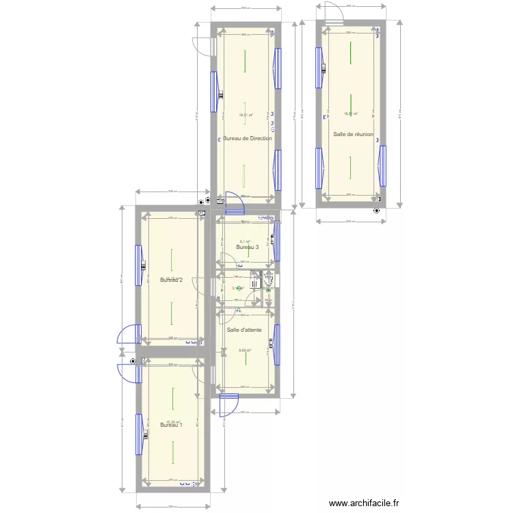 Centre Andre Focant 8m avec passage de porte. Plan de 