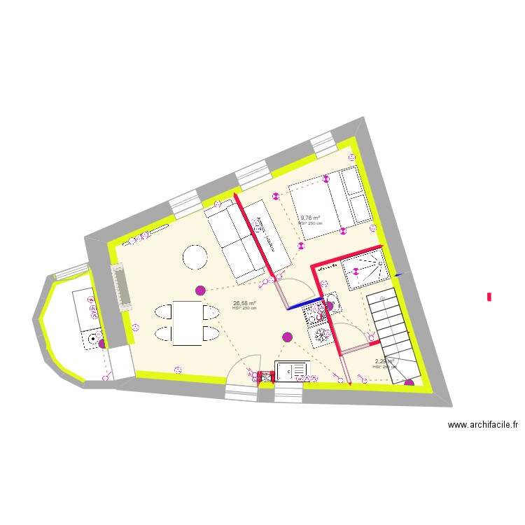 Razvan et Claire 2ème option ELEC RDC. Plan de 4 pièces et 39 m2