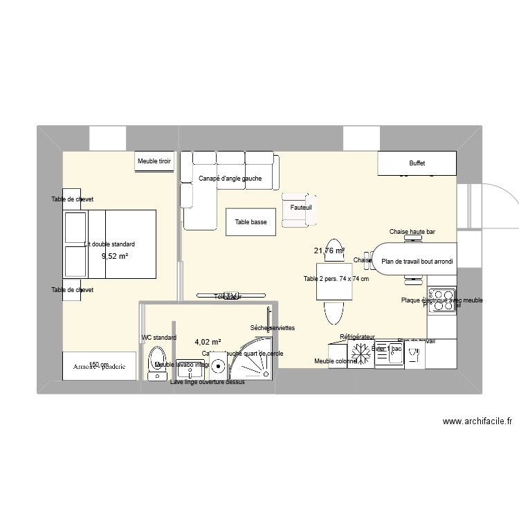 appartement fourques wc à gauche sdb antoine. Plan de 0 pièce et 0 m2