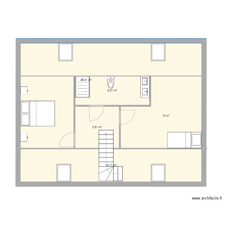 étage sdb. Plan de 0 pièce et 0 m2