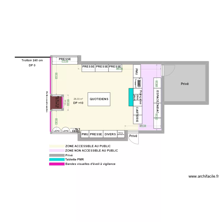 TABAC PRESSE LOTO avant travaux. Plan de 