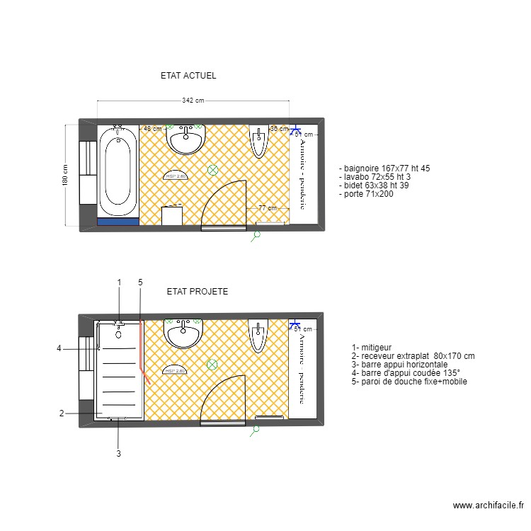 APA INES. Plan de 2 pièces et 14 m2