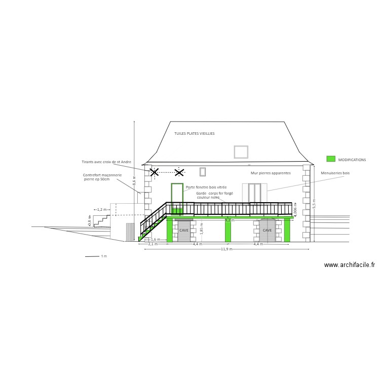 PLAN FACADE EST TERRASSE. Plan de 0 pièce et 0 m2