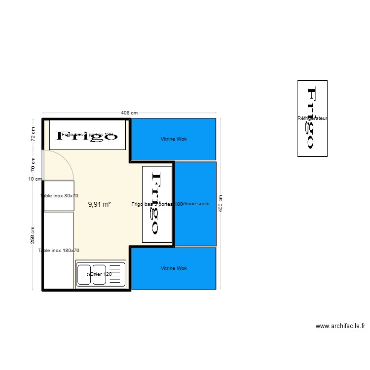 Auchan Moulins. Plan de 1 pièce et 10 m2