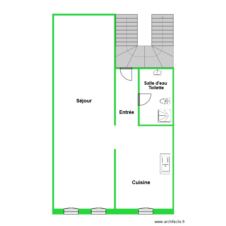 albert vert. Plan de 2 pièces et 94 m2