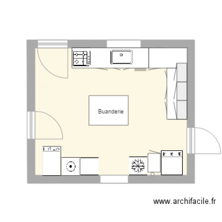 Aménagement buanderie 3. Plan de 1 pièce et 20 m2