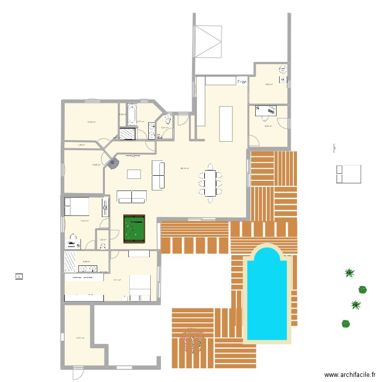 Agrandissement 1. Plan de 15 pièces et 194 m2