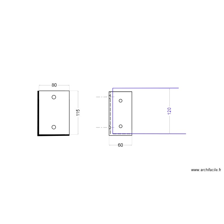 Platine chevron/mur. Plan de 0 pièce et 0 m2