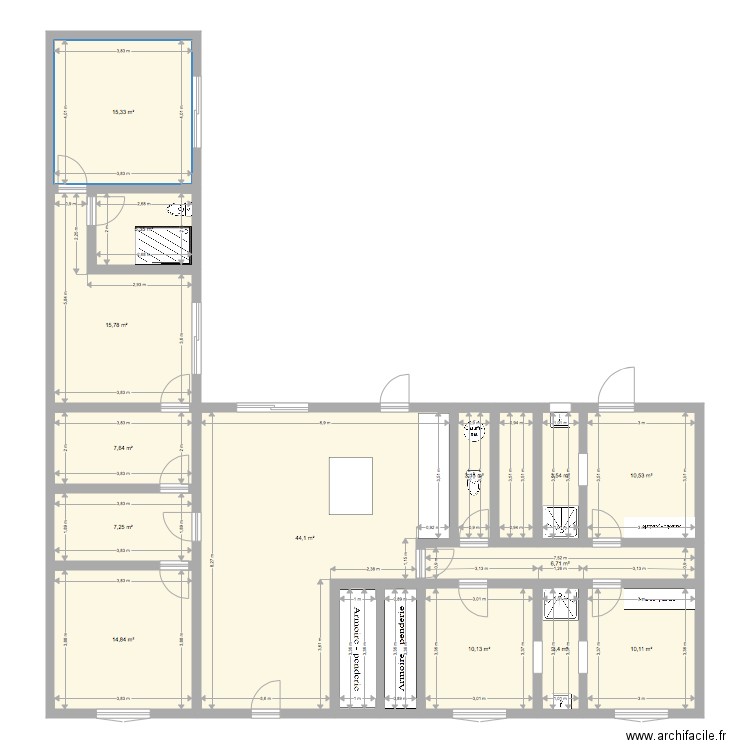 601 bis du celier. Plan de 17 pièces et 168 m2