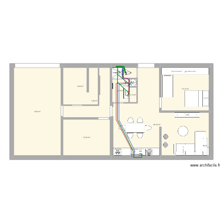 Maison Niveau 0 V3 - EC/EF/EU. Plan de 11 pièces et 117 m2