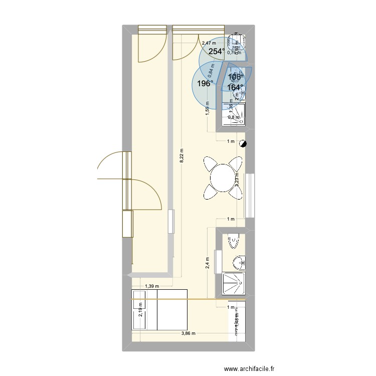 cuisine. Plan de 4 pièces et 37 m2