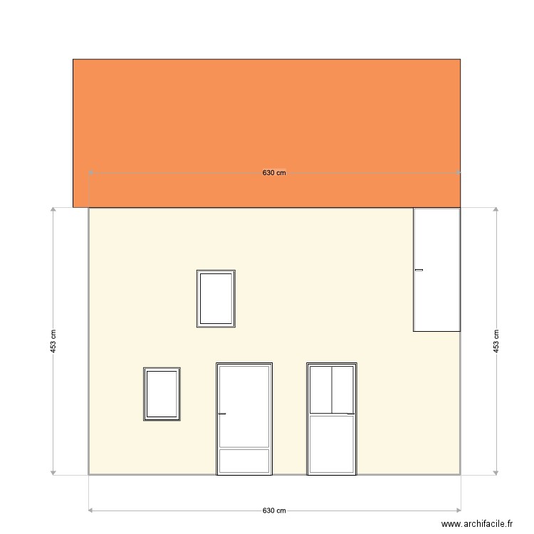 façade sud. Plan de 0 pièce et 0 m2