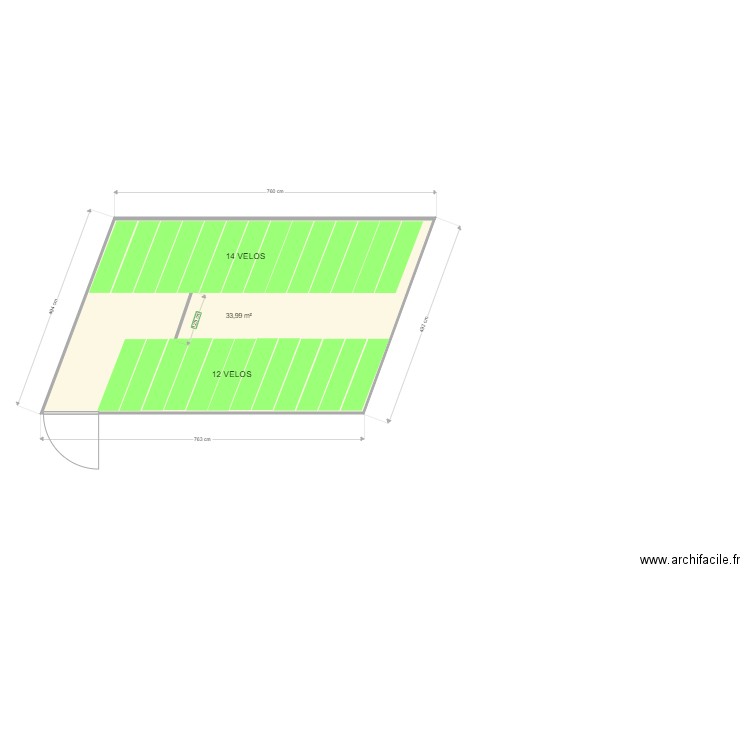 APHP - Mirabeau - Paris 16 (version ancrage au sol). Plan de 1 pièce et 34 m2