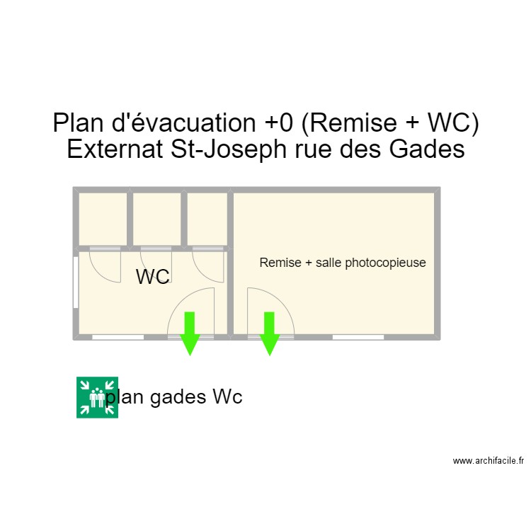 plan gades WC. Plan de 5 pièces et 18 m2