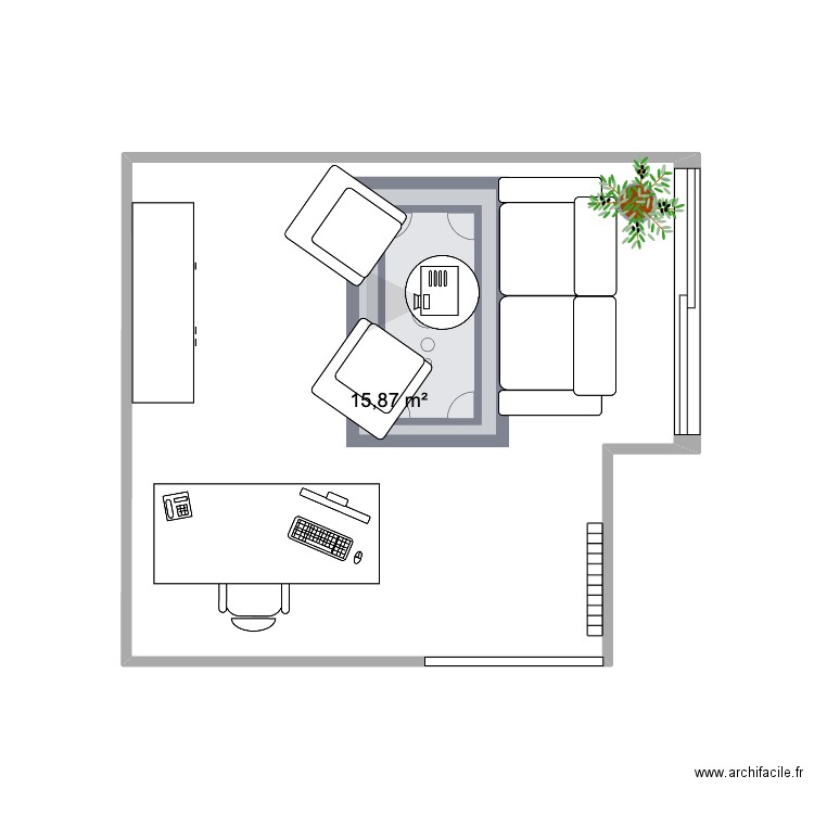 Salon Annaële. Plan de 1 pièce et 16 m2