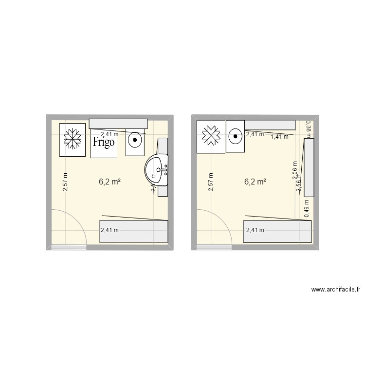 MIJO. Plan de 2 pièces et 12 m2