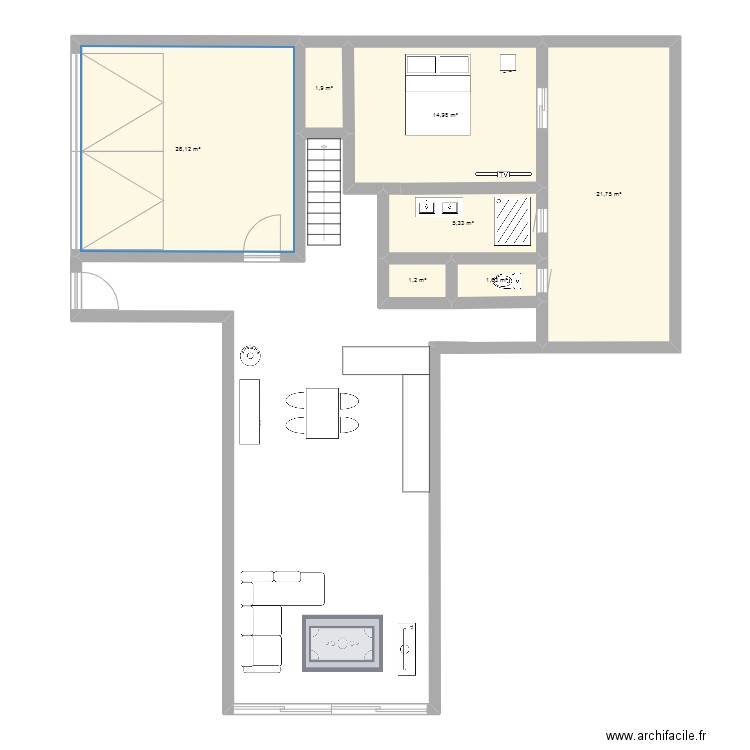 axel jessie bon. Plan de 7 pièces et 73 m2