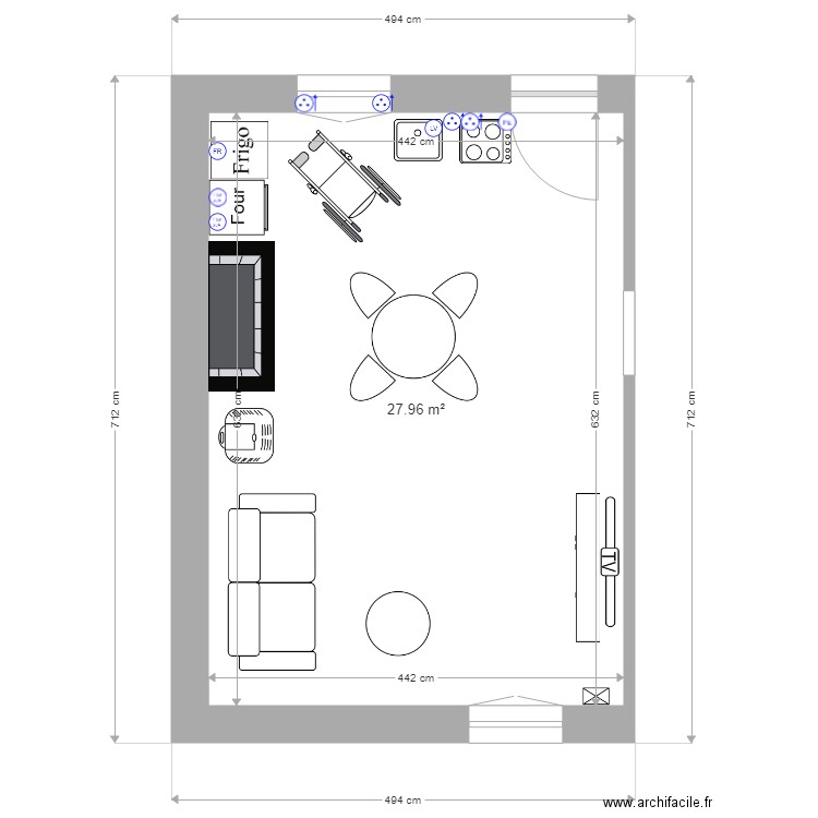 BENOIT. Plan de 1 pièce et 28 m2