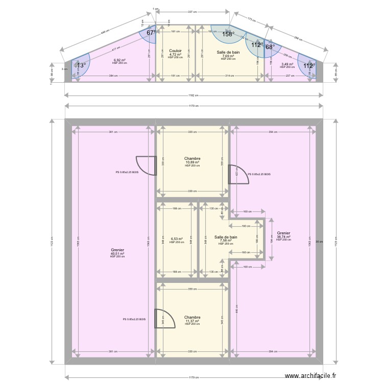 Larochette. Plan de 10 pièces et 138 m2