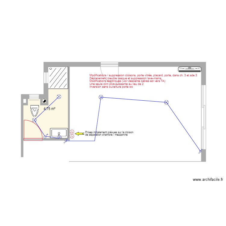 mezzanine ouverte vide SDB agrandie. Plan de 0 pièce et 0 m2