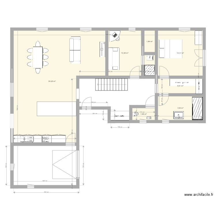 RDC FORCALQUIER MOBILIER. Plan de 8 pièces et 102 m2