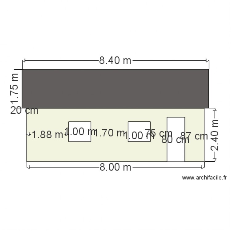 facade sud 8 par 45. Plan de 0 pièce et 0 m2