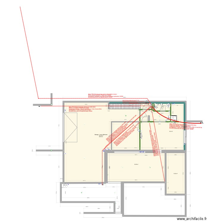 Plan circuits électriques passages de gaines. Plan de 0 pièce et 0 m2