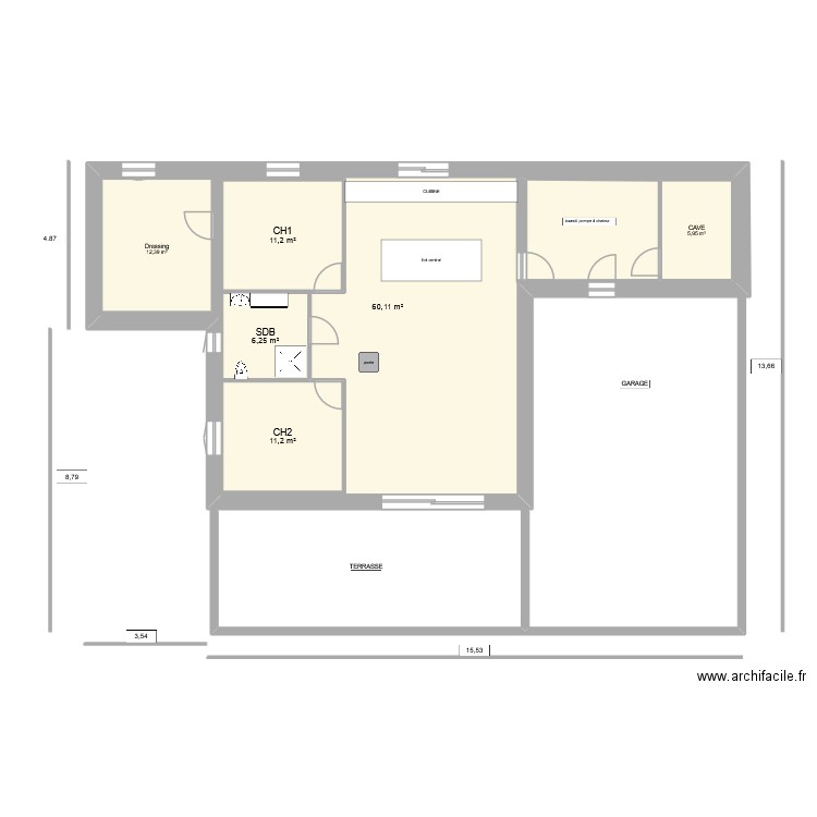 planRDC. Plan de 6 pièces et 160 m2