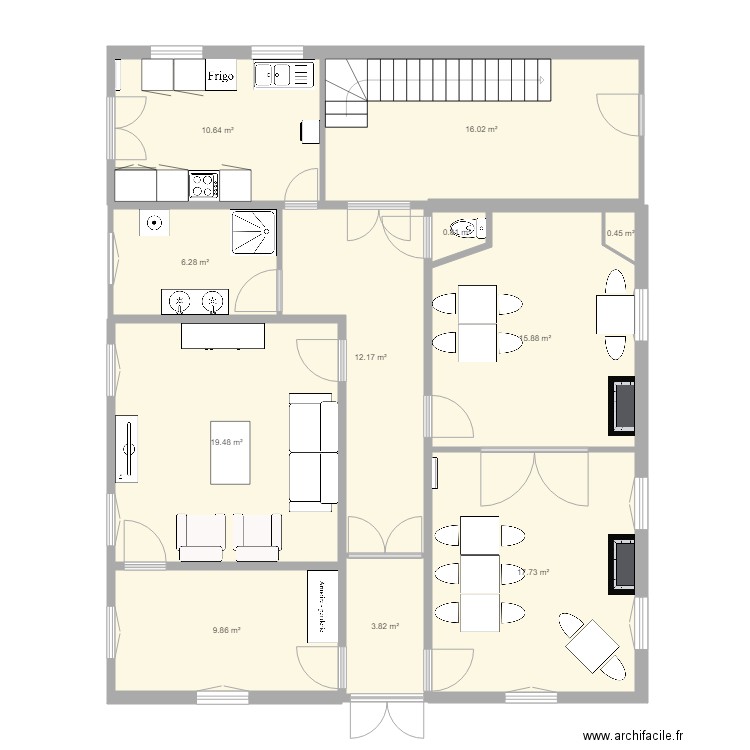 ave de la gare REZ chambres hotes. Plan de 0 pièce et 0 m2