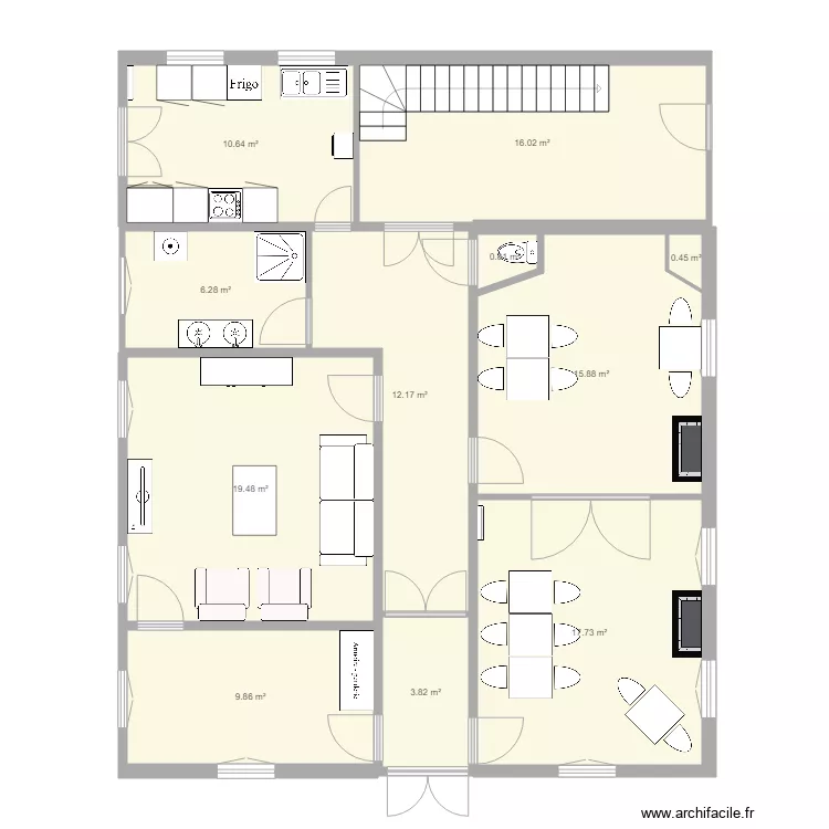 ave de la gare REZ chambres hotes. Plan de 