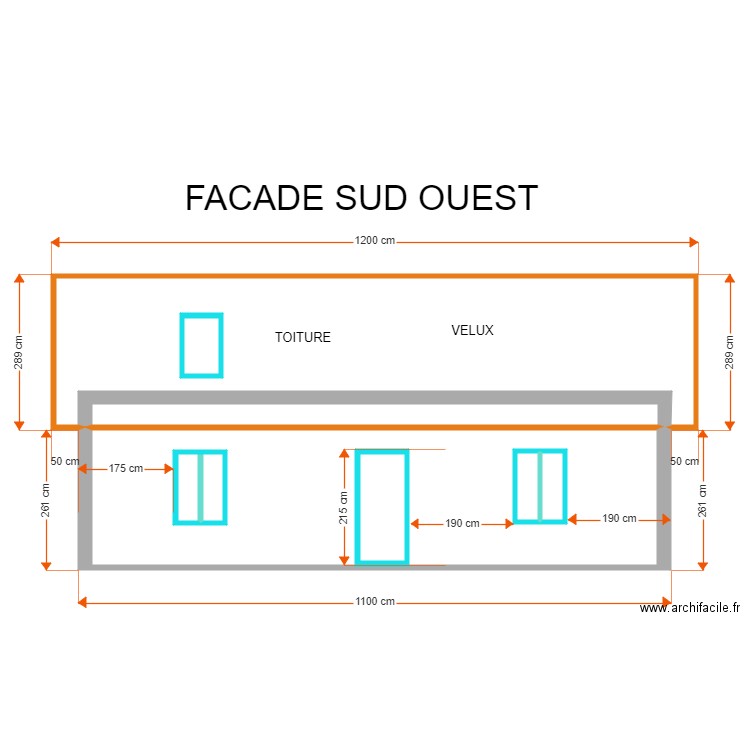 HUGO BOYER FACADE SUD OUEST. Plan de 0 pièce et 0 m2