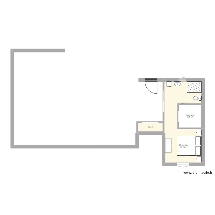 Ebauche maison G.. Plan de 3 pièces et 21 m2