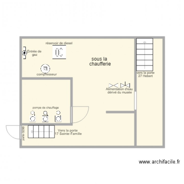 plan urgence sous la chaufferie. Plan de 0 pièce et 0 m2