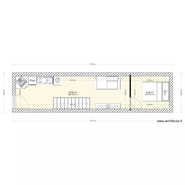 appartement T3. Plan de 