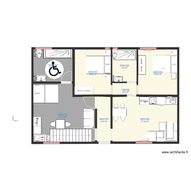 Batiment A cot&eacute; jardin dernier Hand A Droite. Plan de 