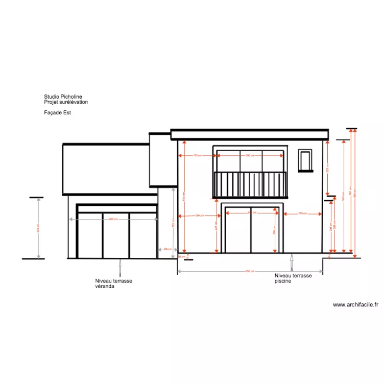 Studio Picholine Projet surr&eacute;l&eacute;vation Fa&ccedil;ade est 02 18. Plan de 