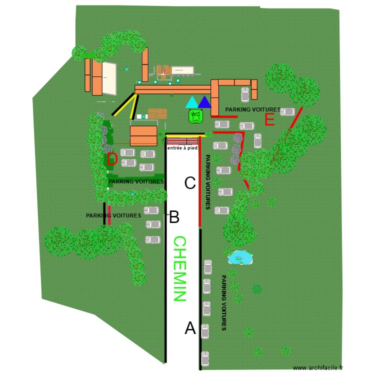 stand de tir airsoft. Plan de 8 pièces et 42 m2