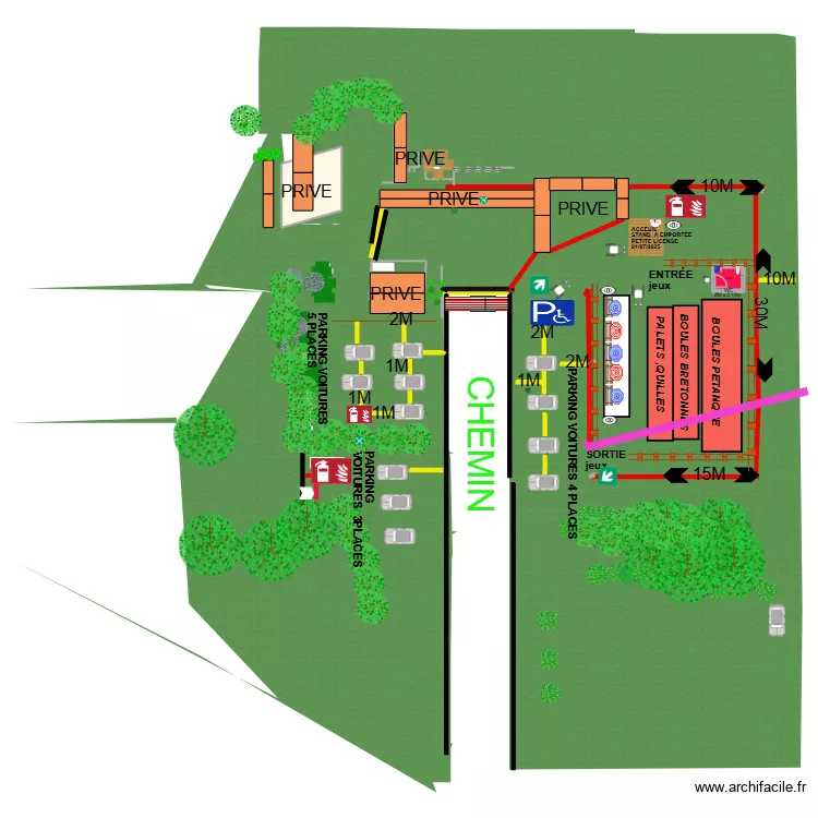 stand de tir airsoft. Plan de 10  et 49 m²