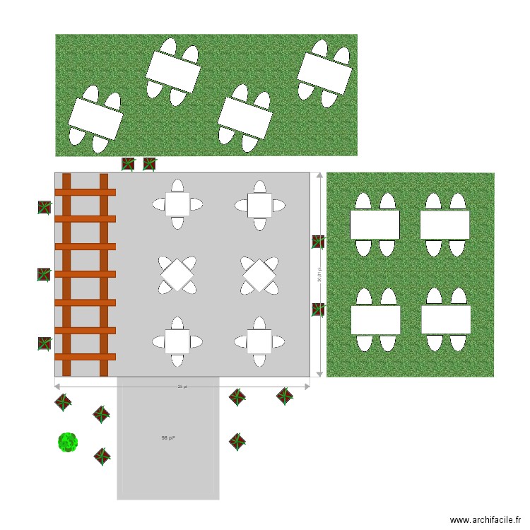 Plan Terrasse et aménagements. Plan de 0 pièce et 0 m2