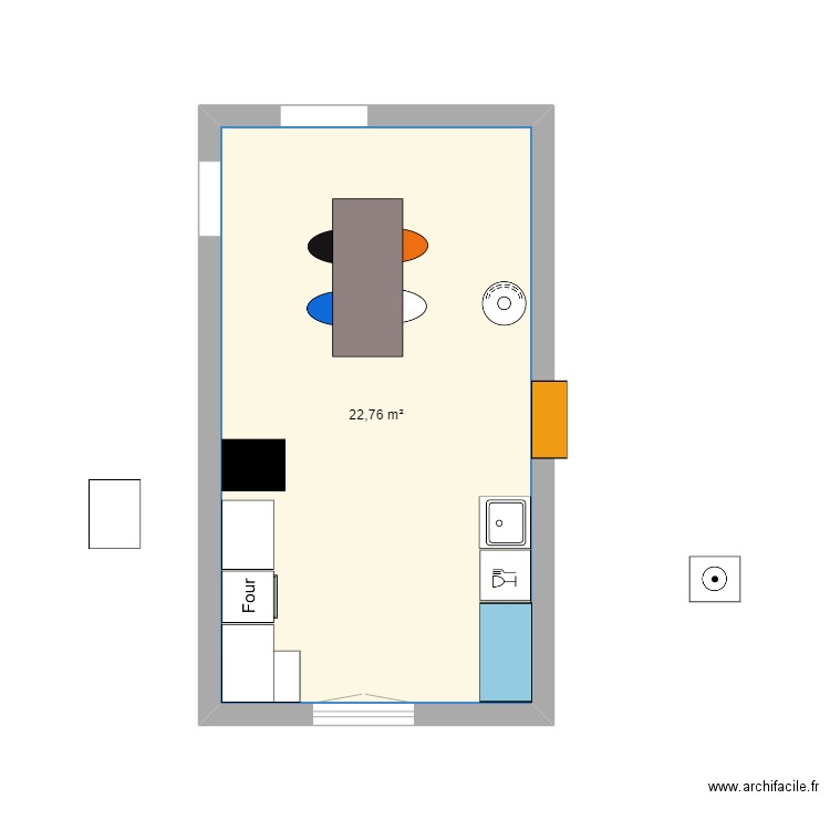 Bzzz cuisine. Plan de 1 pièce et 23 m2